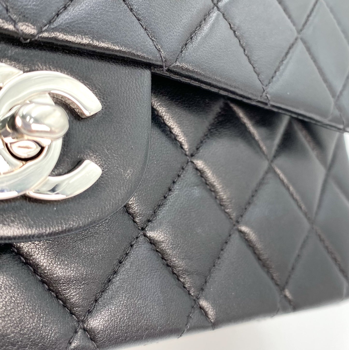 Virly, 7 Series Medium Classic Flap Black Lambskin Silver Hardware with seal and card