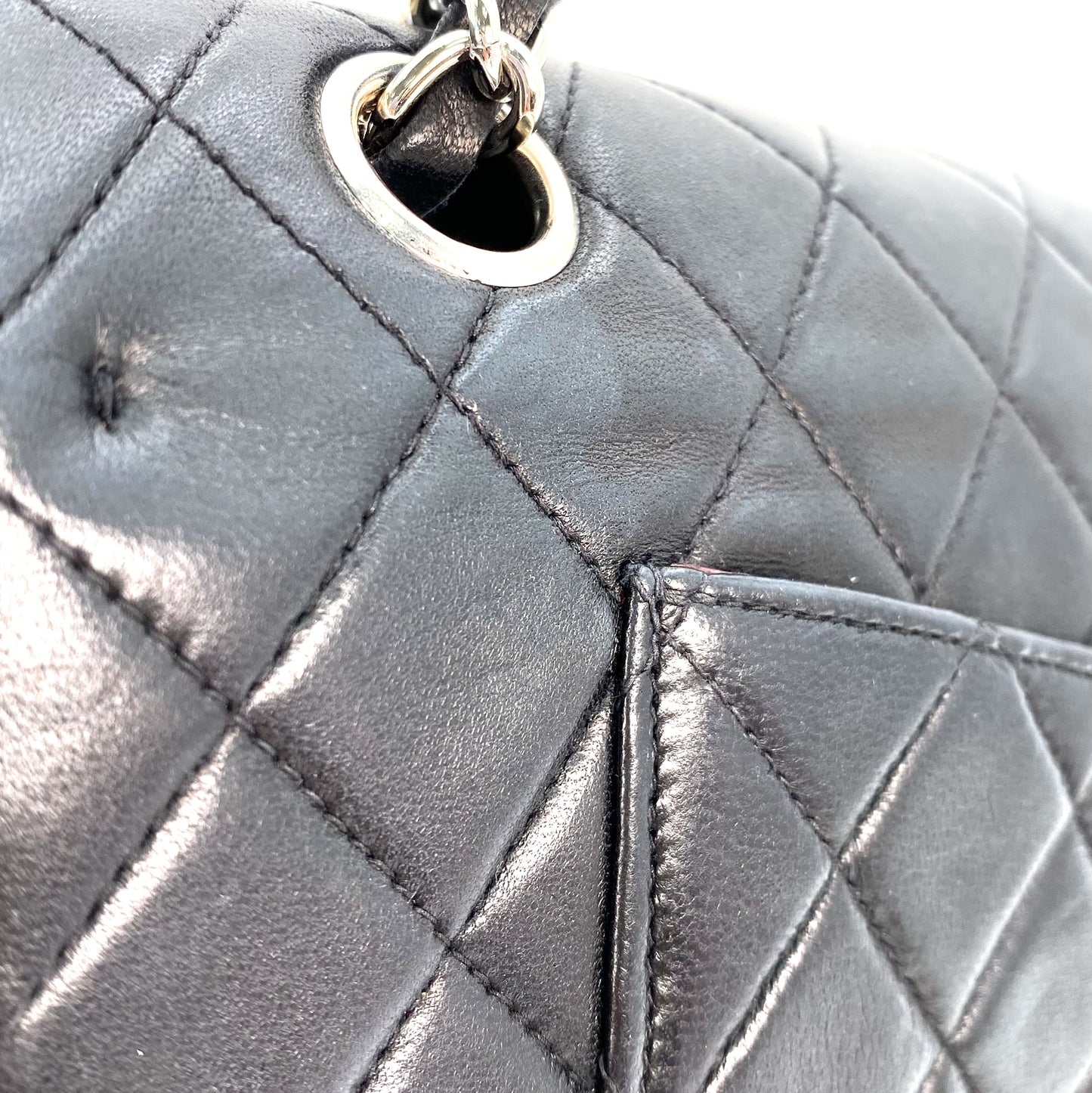 Virly, 7 Series Medium Classic Flap Black Lambskin Silver Hardware with seal and card