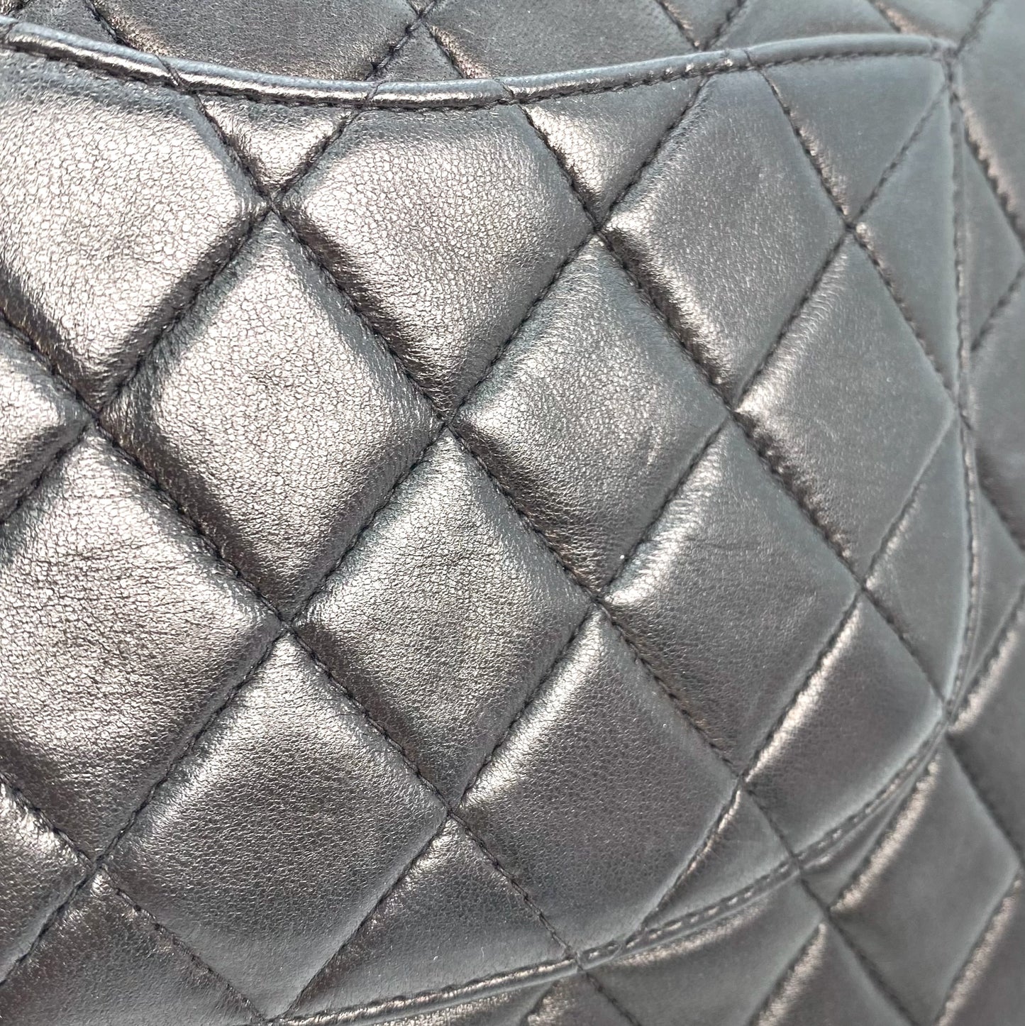 Virly, 7 Series Medium Classic Flap Black Lambskin Silver Hardware with seal and card