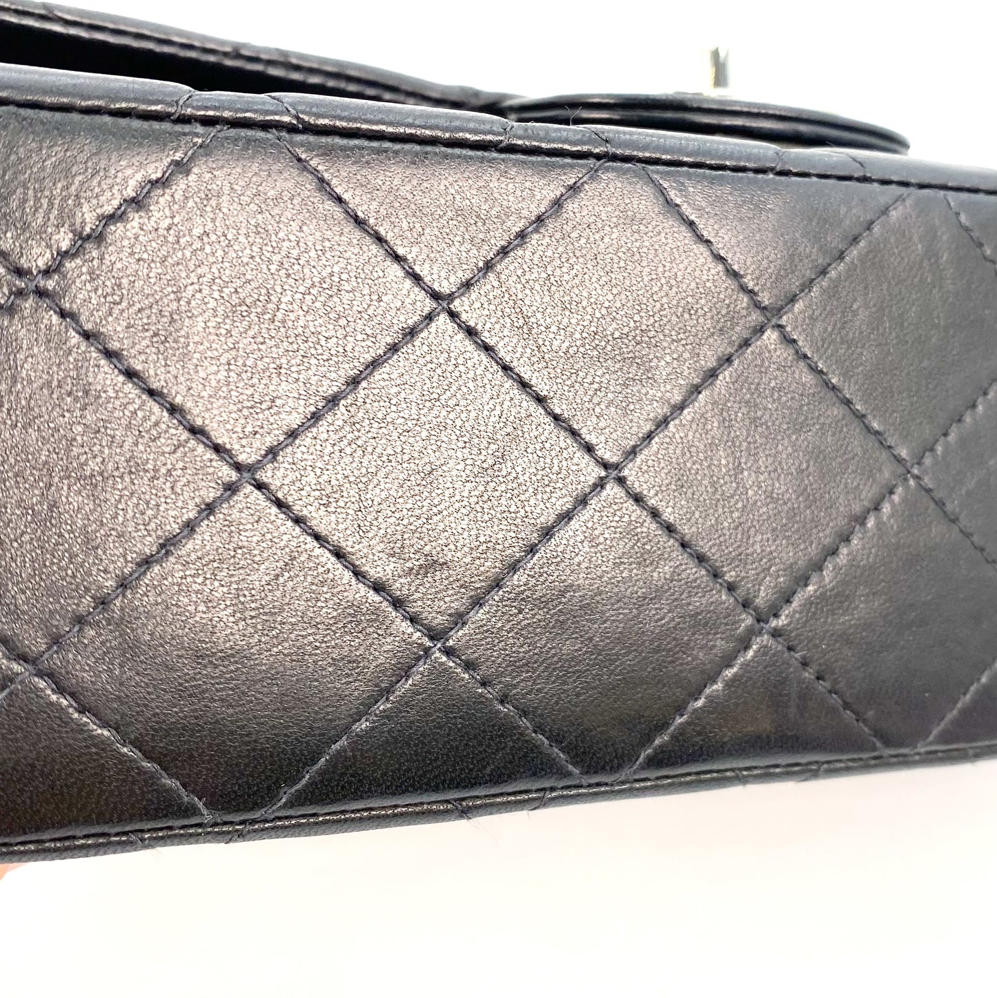 Virly, 7 Series Medium Classic Flap Black Lambskin Silver Hardware with seal and card