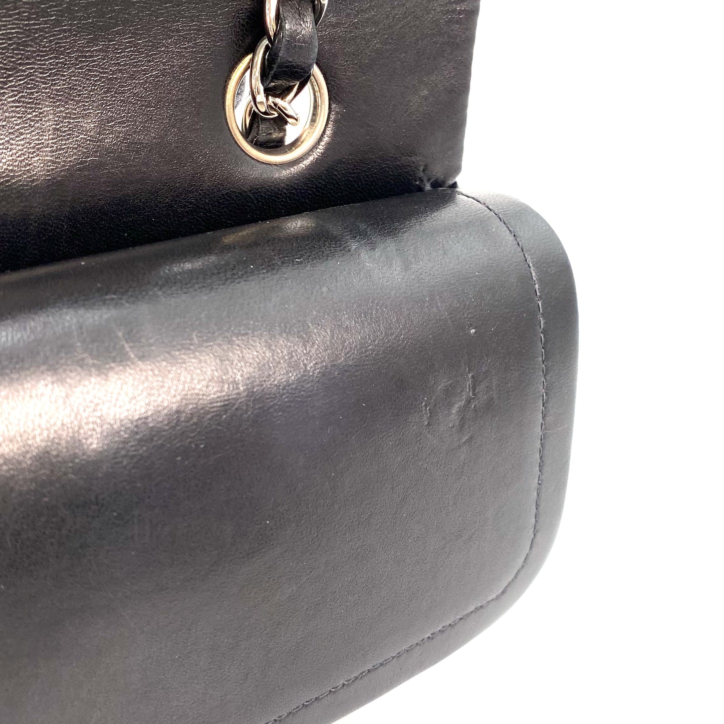 Virly, 7 Series Medium Classic Flap Black Lambskin Silver Hardware with seal and card