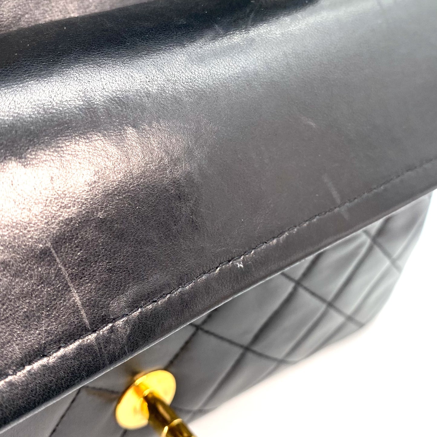 Fen, 1 Series Small Classic Flap Black Lambskin Gold Hardware with seal and card