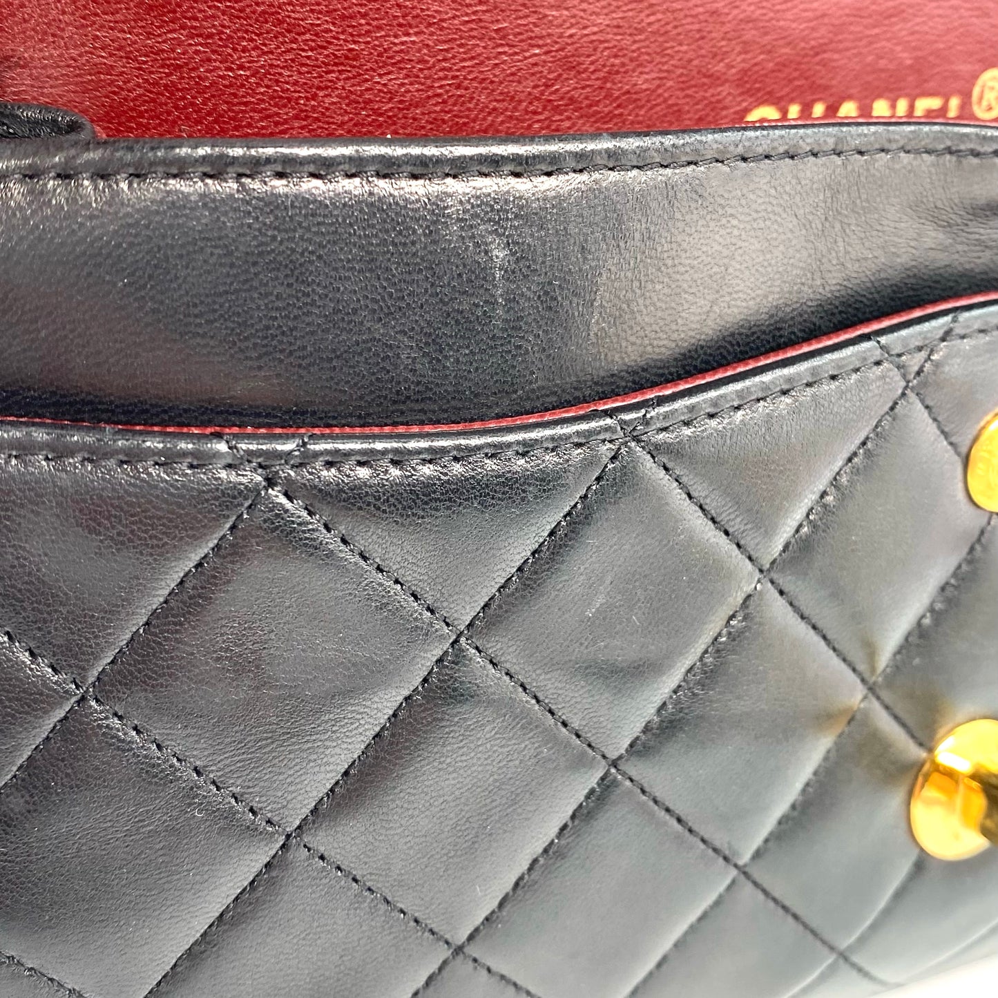 Fen, 1 Series Small Classic Flap Black Lambskin Gold Hardware with seal and card