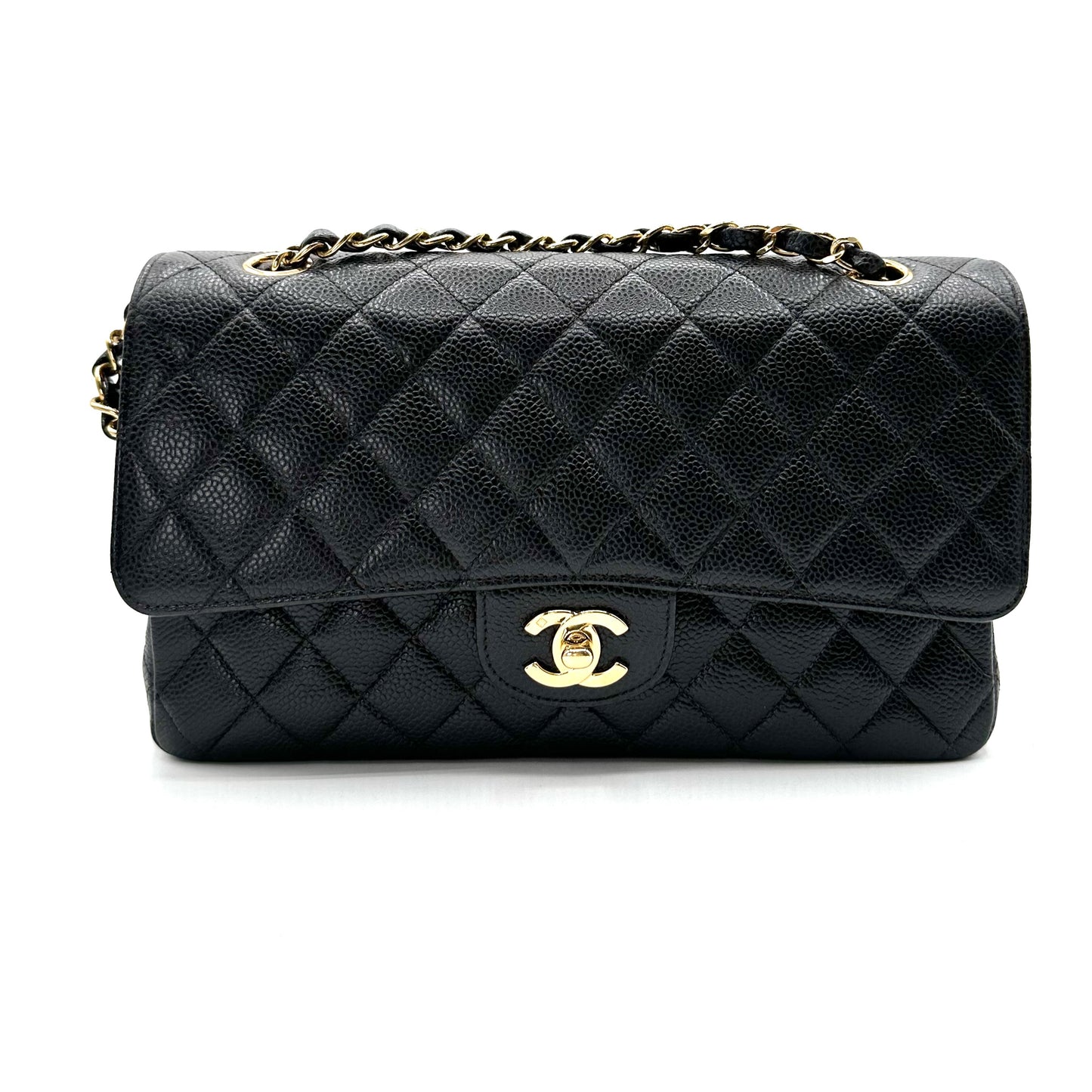 Laurel, 7 series medium classic flap black caviar with seal and card
