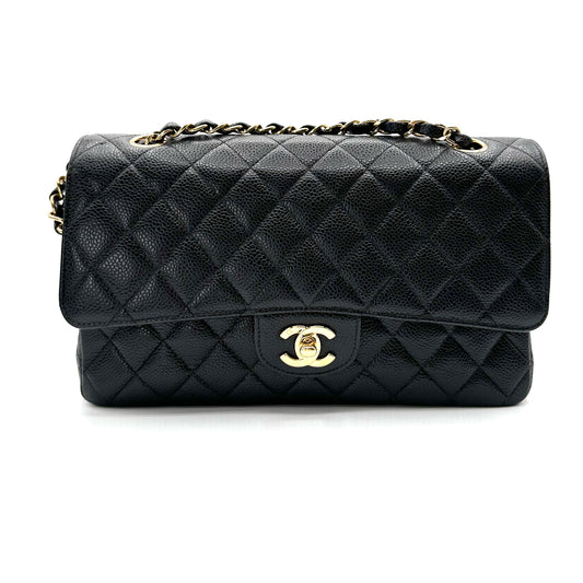 Laurel, 7 series medium classic flap black caviar with seal and card