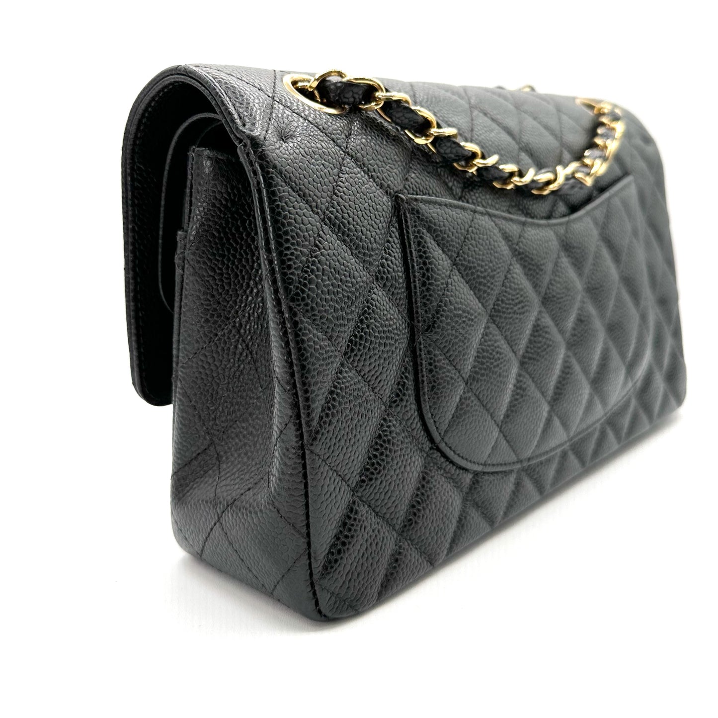 Laurel, 7 series medium classic flap black caviar with seal and card