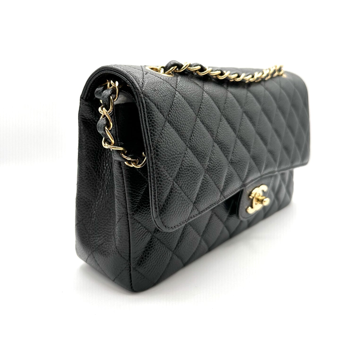 Laurel, 7 series medium classic flap black caviar with seal and card