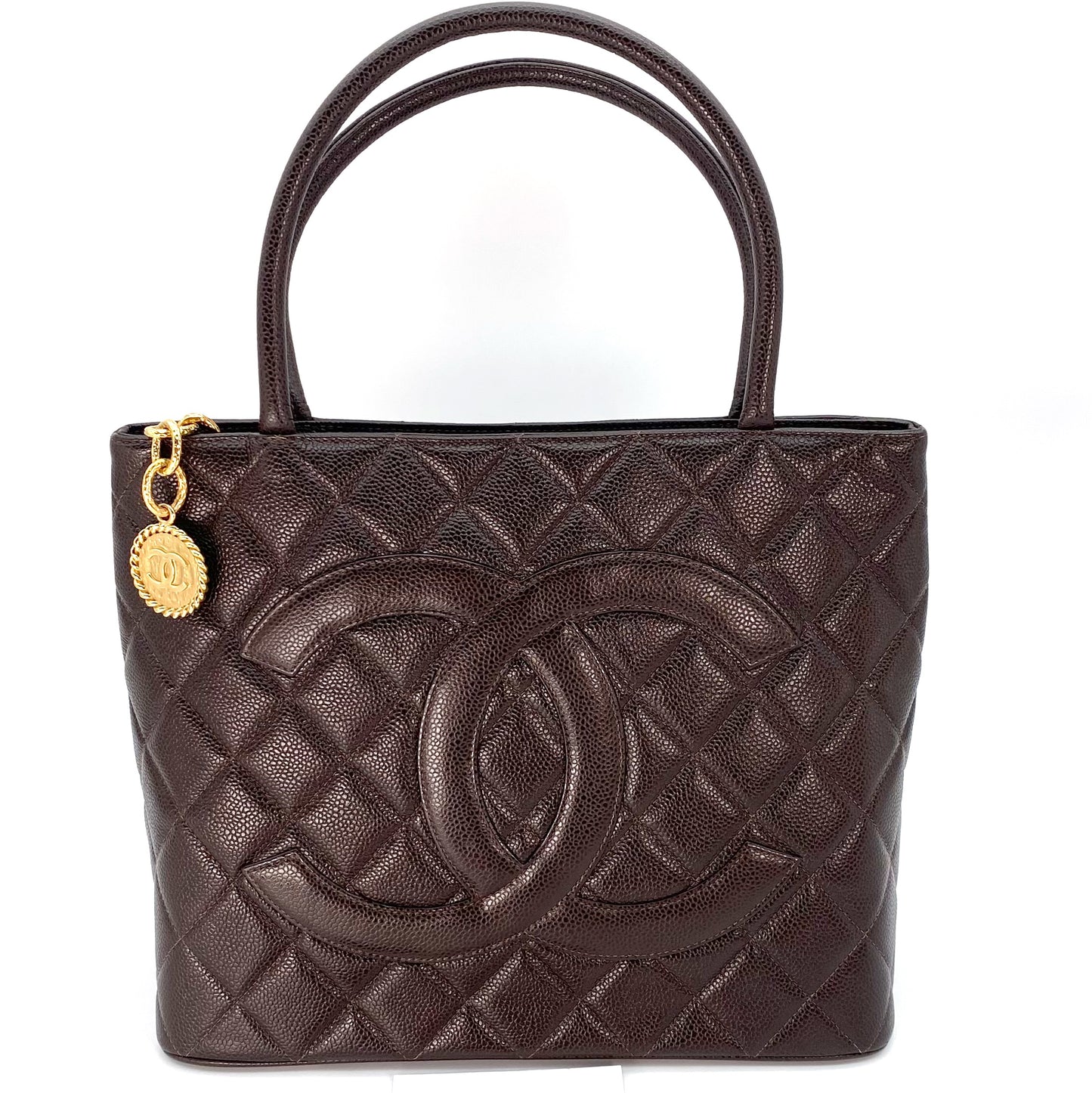 Maudy, 7 Series Medallion Brown Caviar Tote with seal and card