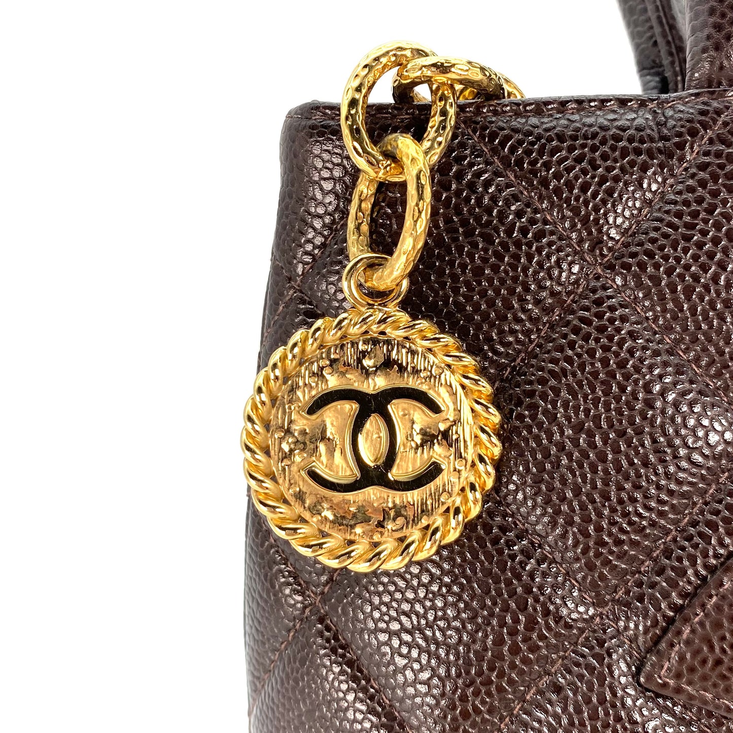 Maudy, 7 Series Medallion Brown Caviar Tote with seal and card