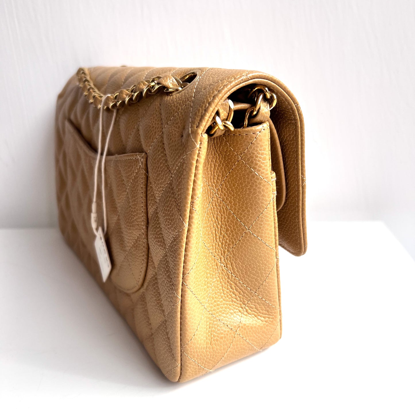 Annalise, 8 series medium classic flap beige caviar with seal and card