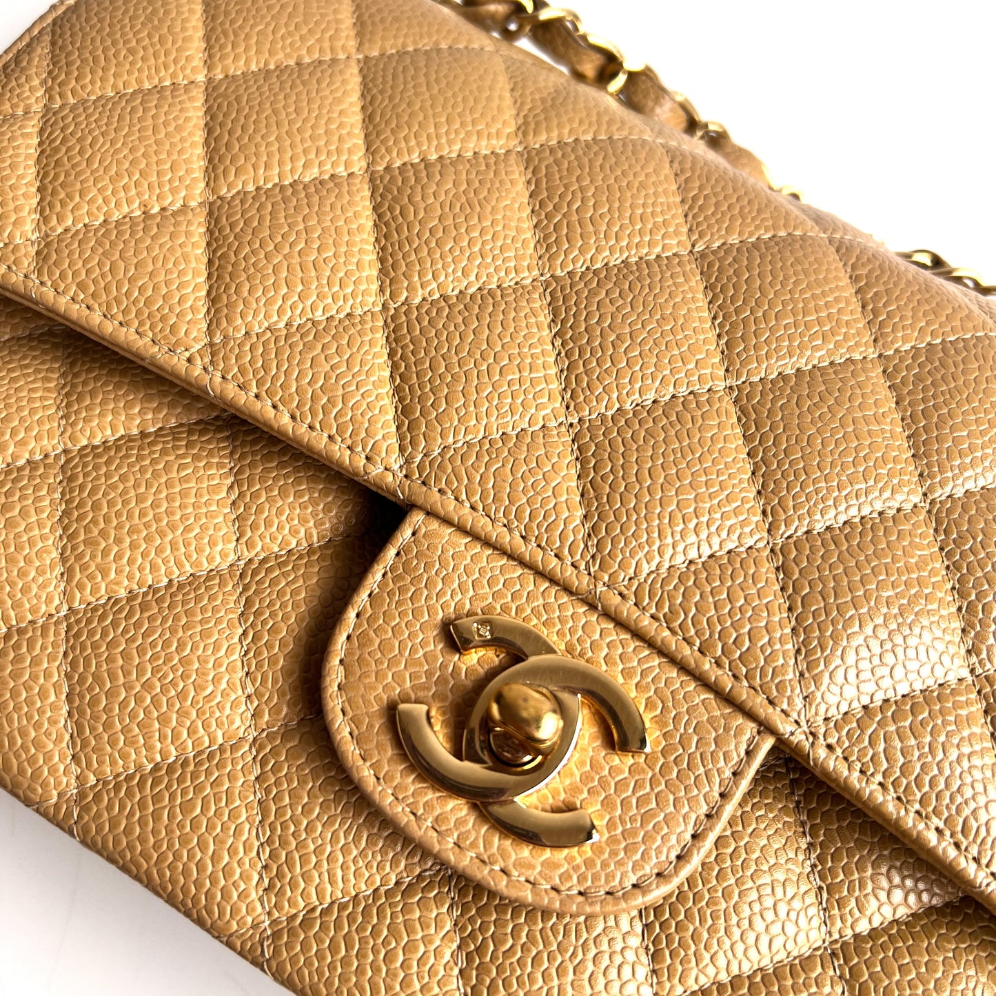 Annalise, 8 series medium classic flap beige caviar with seal and card