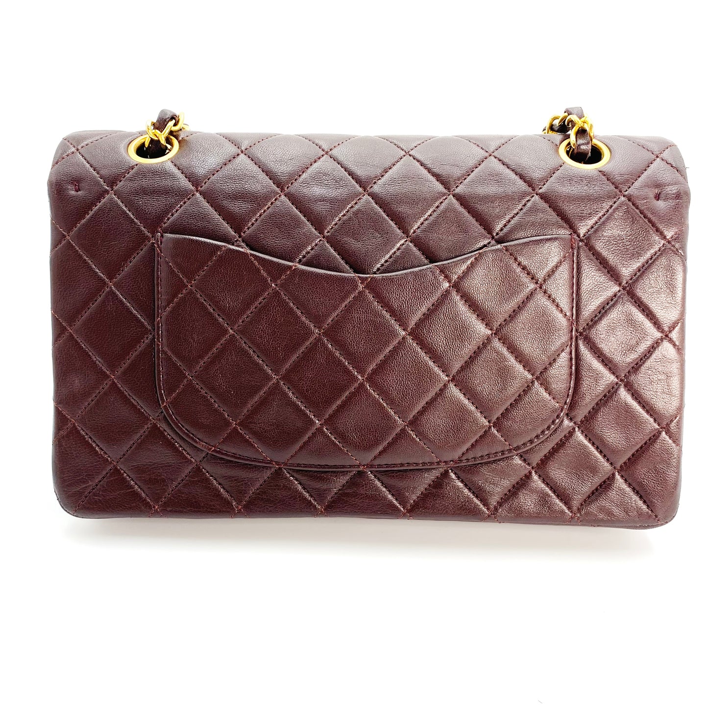 Maneka, Vintage Authentic Chanel 1 series medium classic flap brown lambskin with seal and card