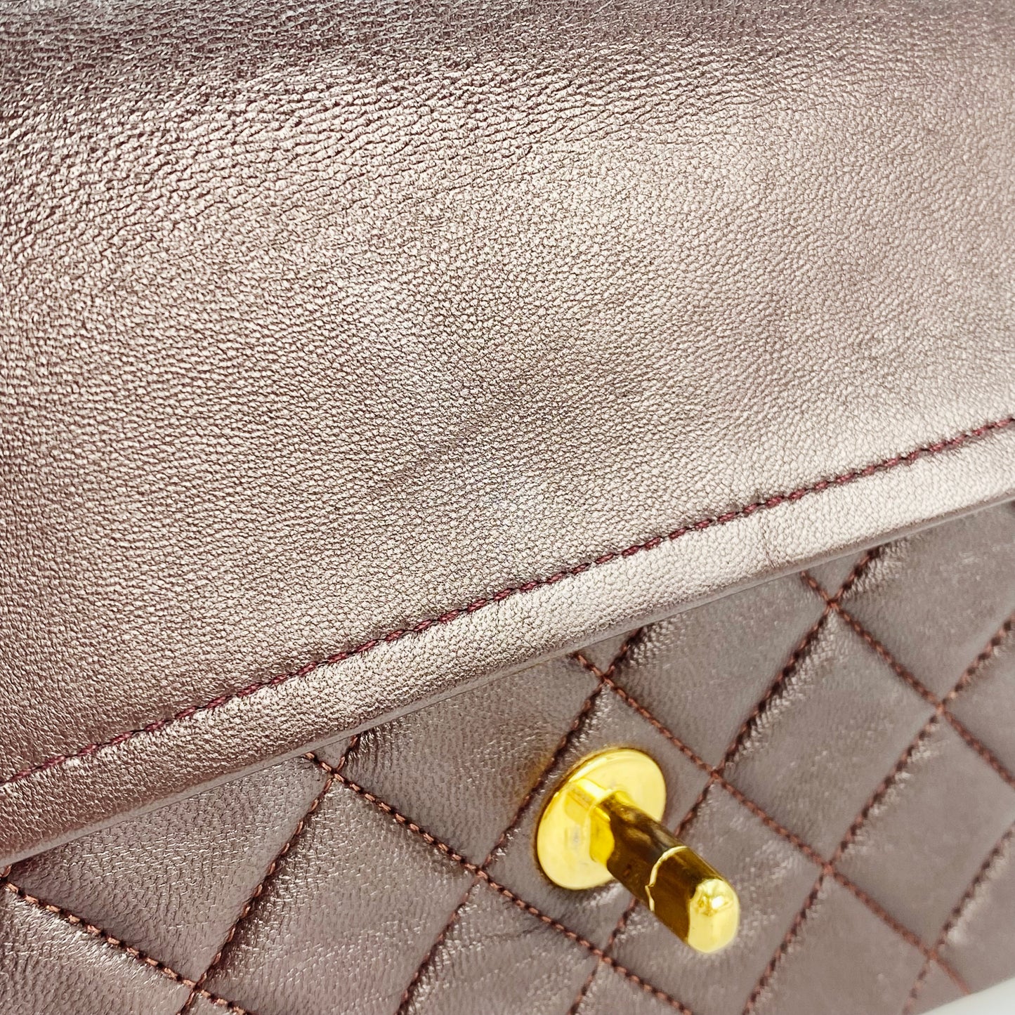 Maneka, Vintage Authentic Chanel 1 series medium classic flap brown lambskin with seal and card