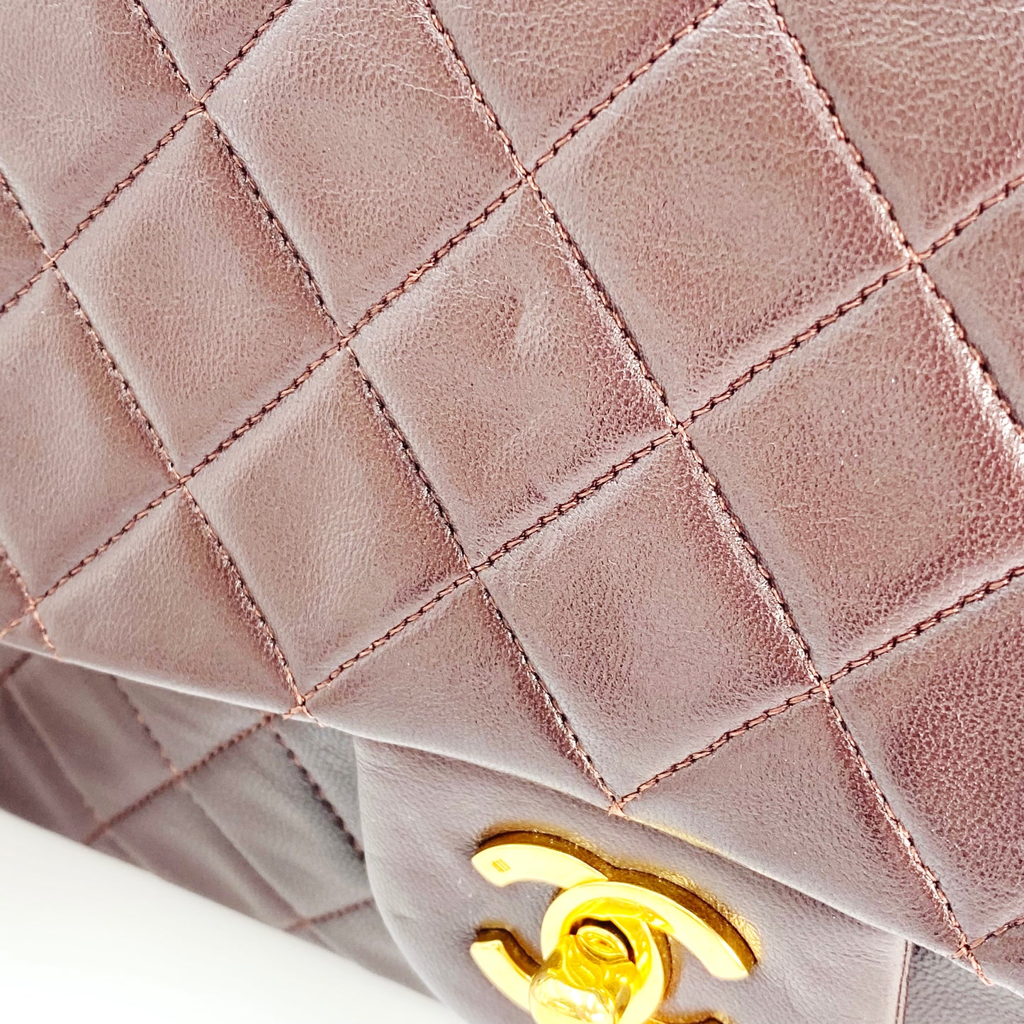 Maneka, Vintage Authentic Chanel 1 series medium classic flap brown lambskin with seal and card