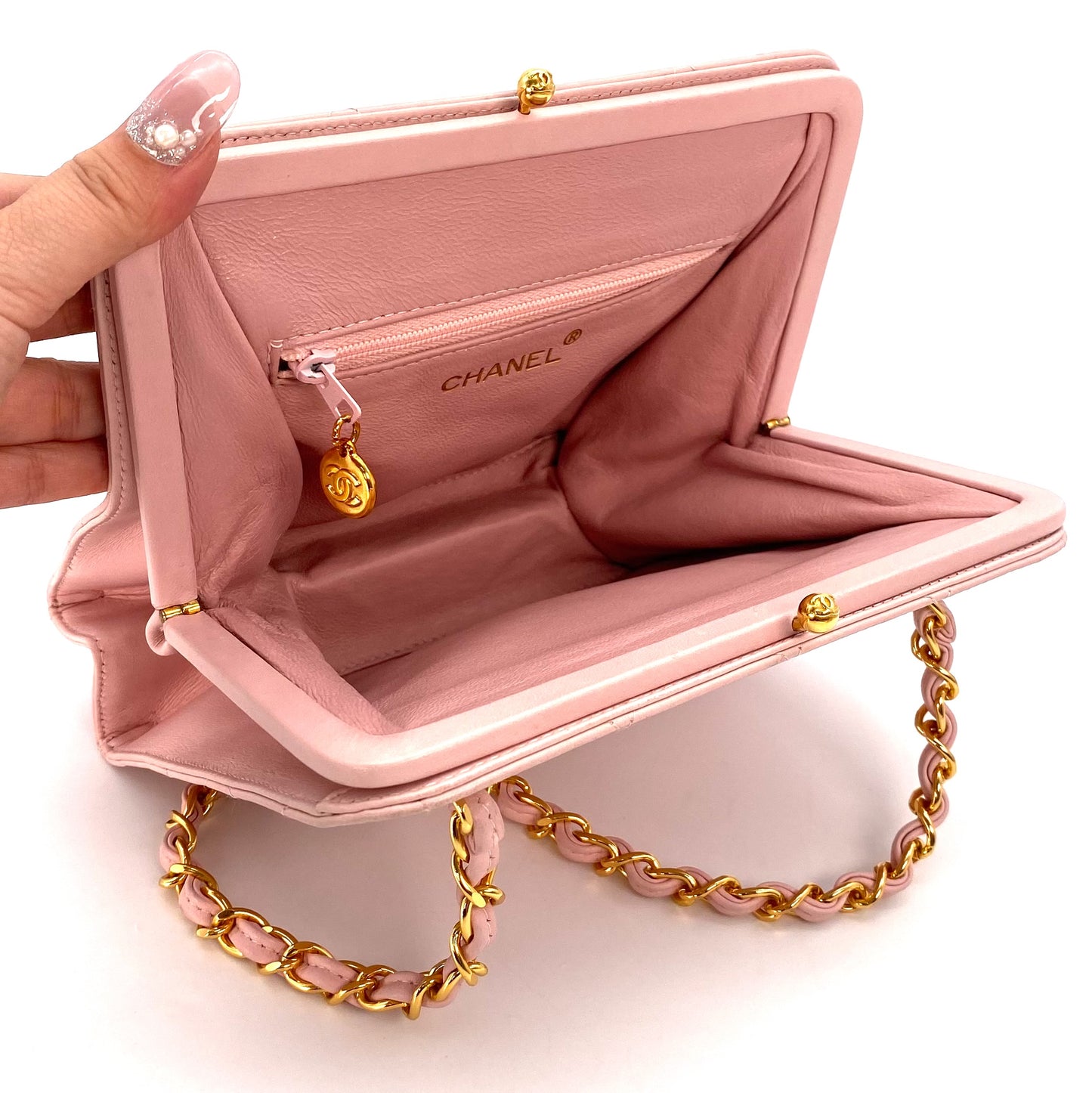 Rosy, 4 Series Matelasse Chain Pink Lambskin with seal only