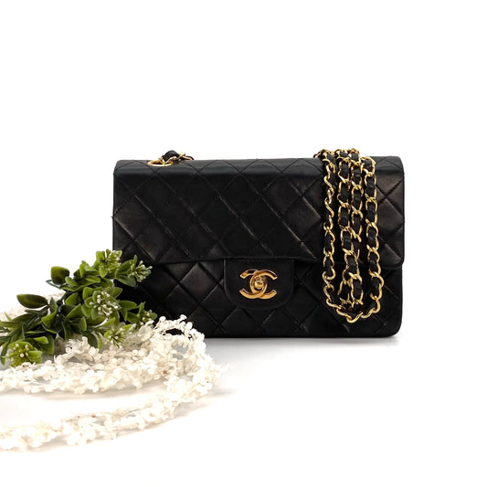 Engelbert, 3 series small classic flap black lambskin with seal only