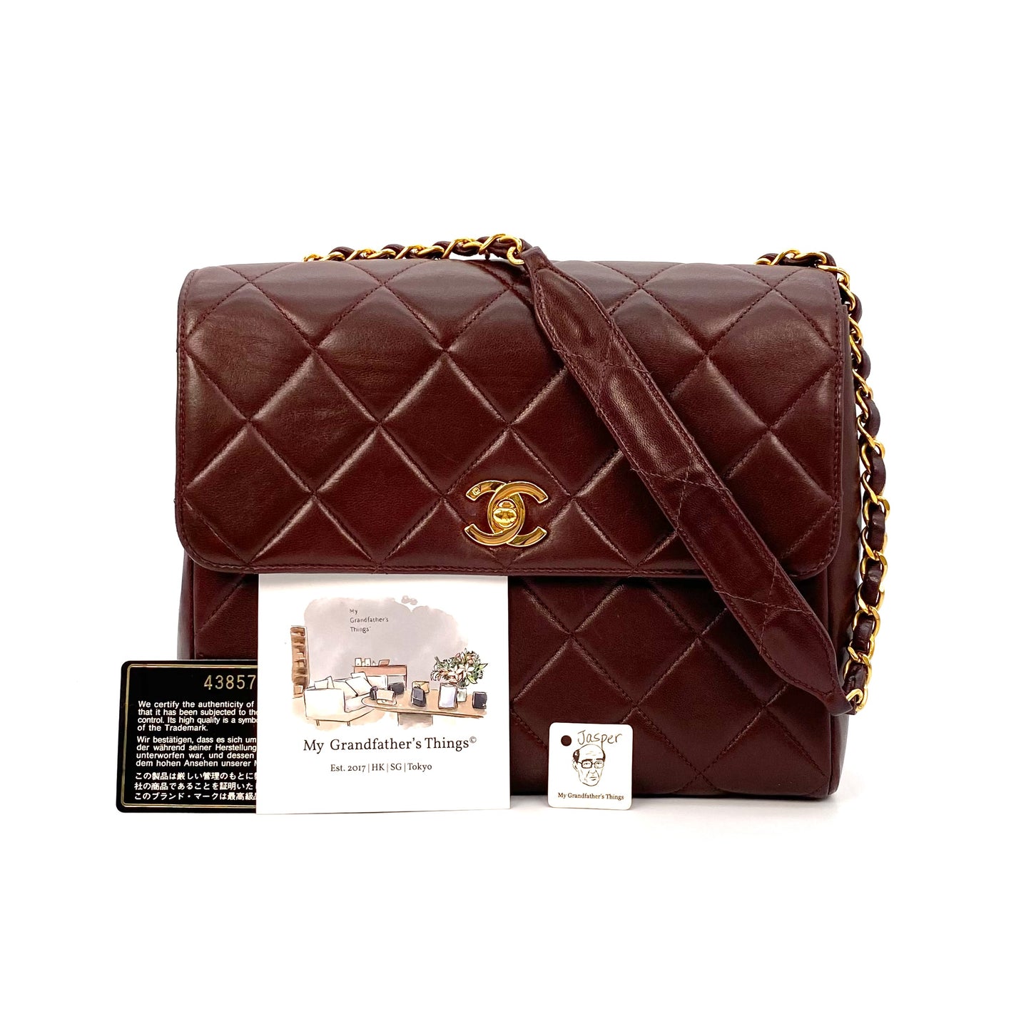 Jasper, 4 Series 23cm Square Dark Brown Mini Lambskin with seal and card