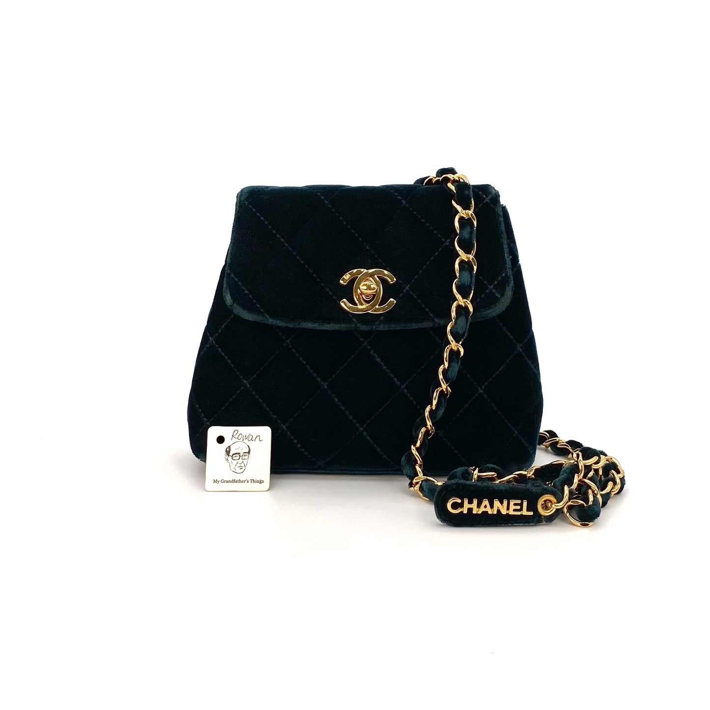 Rowan, 4 Series Mini Velvet Waist Pouch Green Velor with seal and card