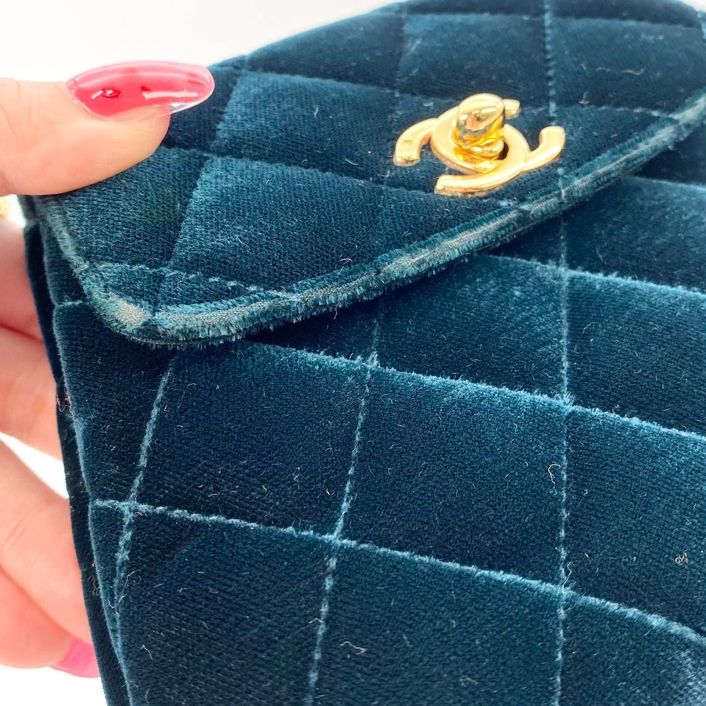 Rowan, 4 Series Mini Velvet Waist Pouch Green Velor with seal and card