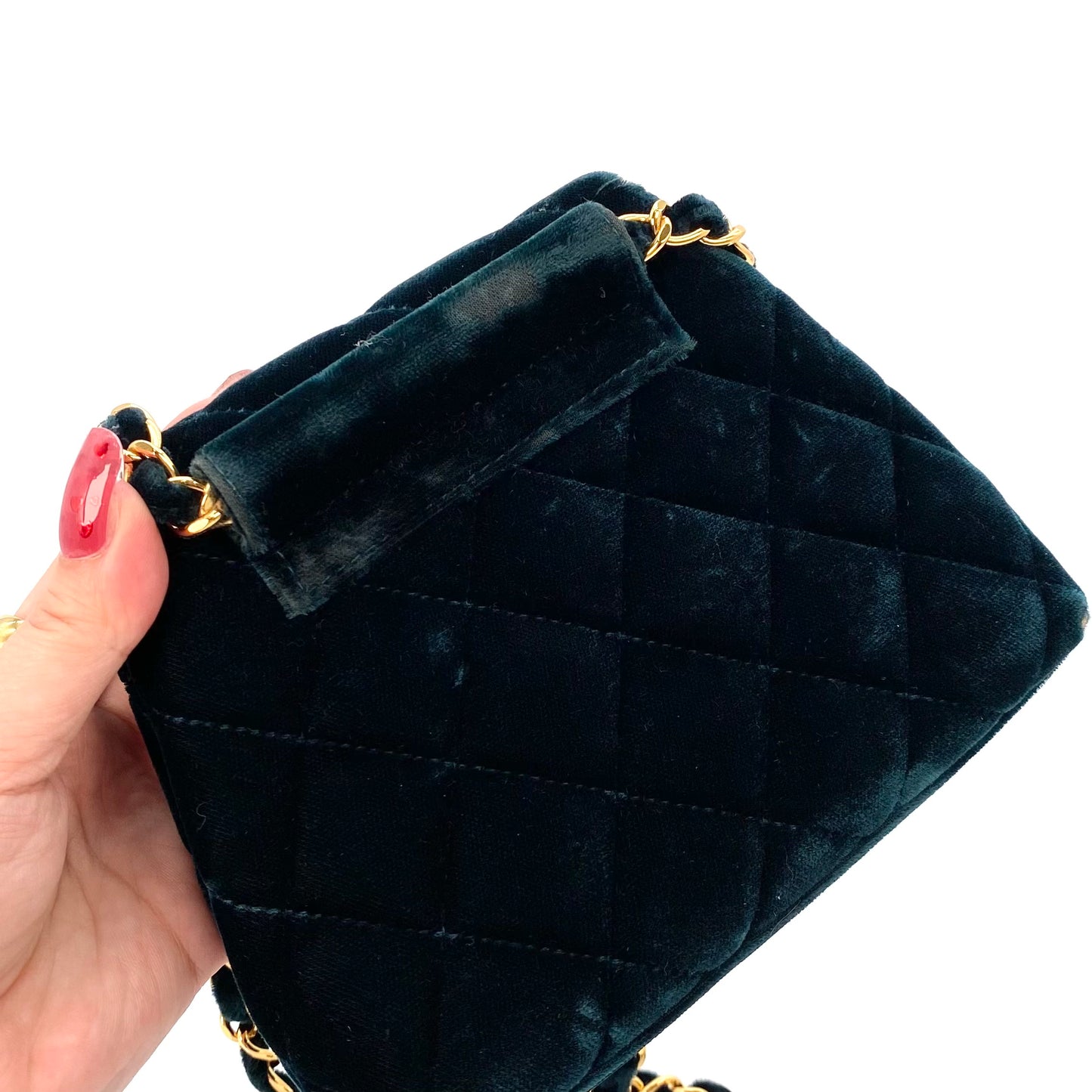 Rowan, 4 Series Mini Velvet Waist Pouch Green Velor with seal and card