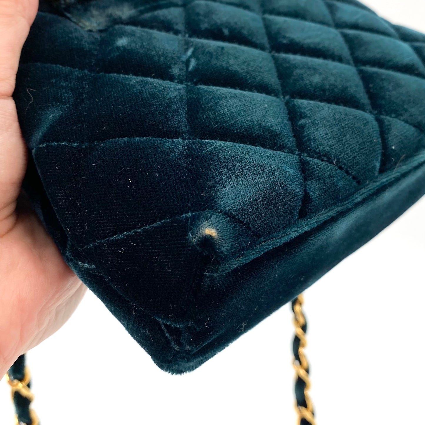 Rowan, 4 Series Mini Velvet Waist Pouch Green Velor with seal and card