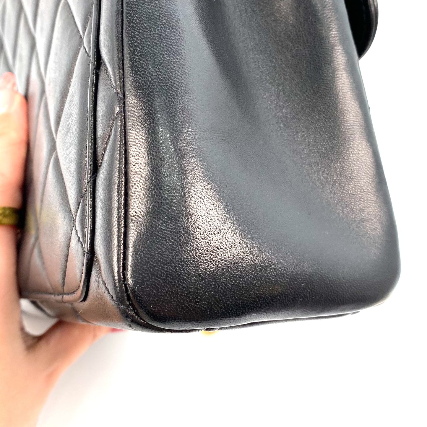 Hesse, 4 Series Matelasse Black Lambskin with seal and card