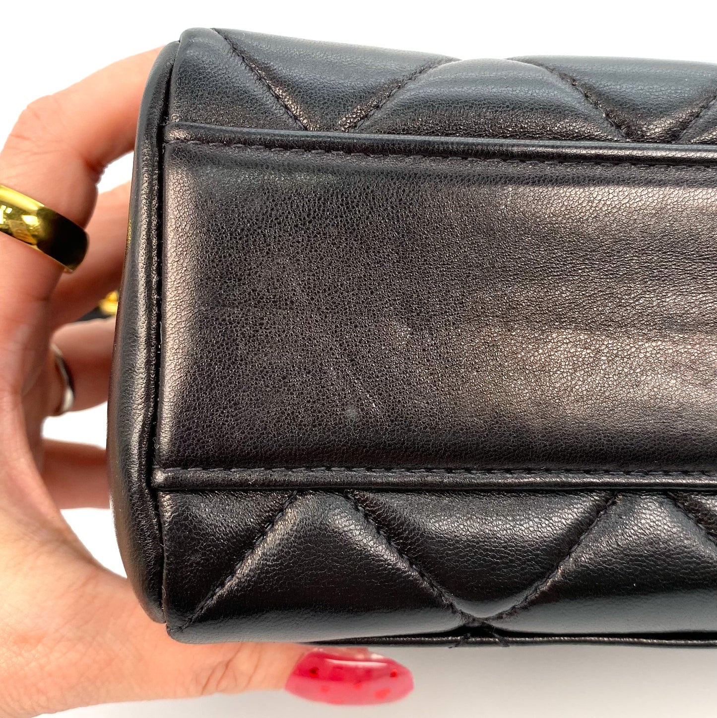 Hesse, 4 Series Matelasse Black Lambskin with seal and card