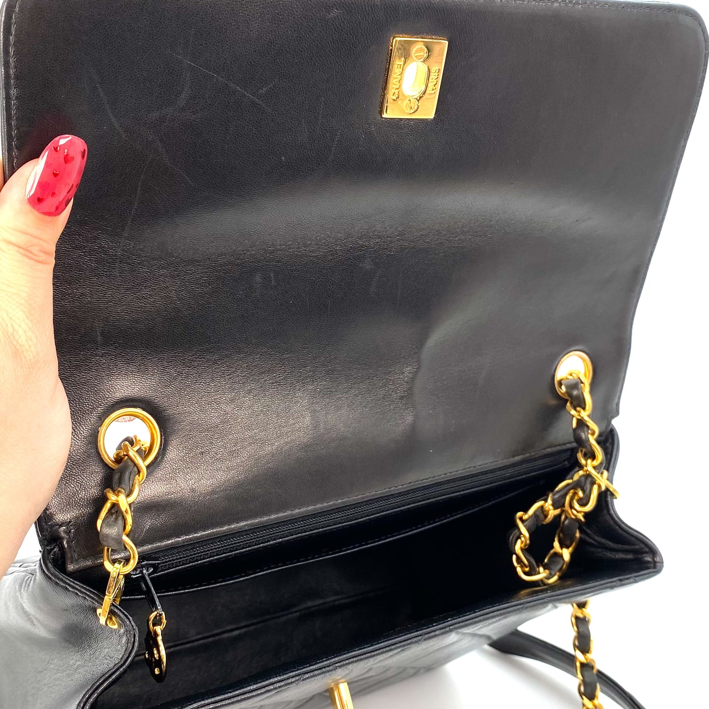 Hesse, 4 Series Matelasse Black Lambskin with seal and card