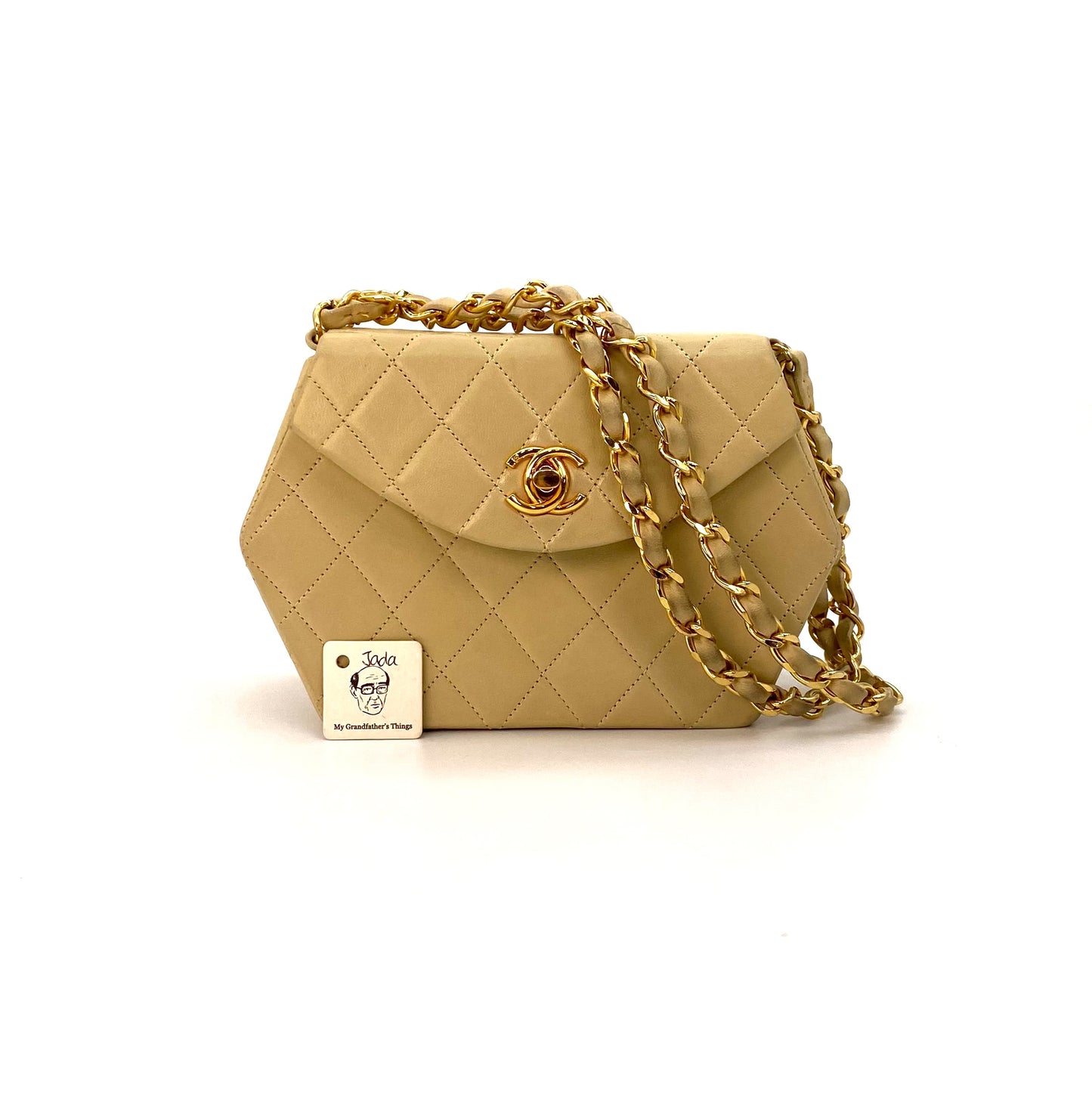 Jada, 0 Series Hexagon Yellow Lambskin Gold Hardware with seal and card