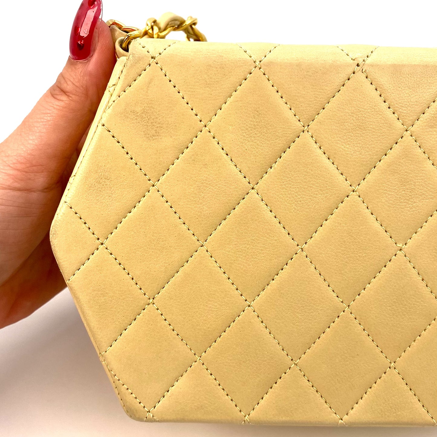 Jada, 0 Series Hexagon Yellow Lambskin Gold Hardware with seal and card