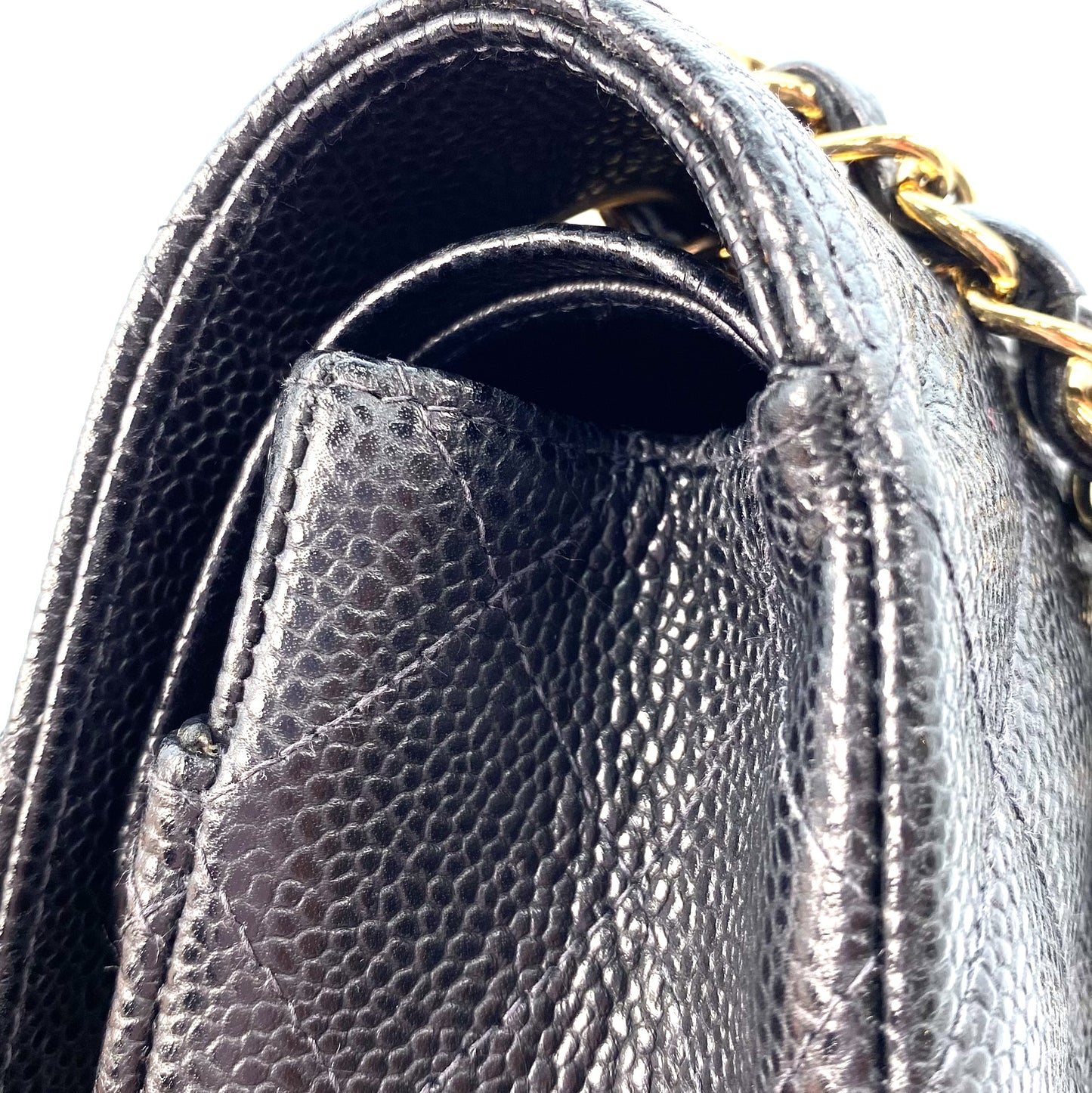 Erny, 9 Series Medium Classic Flap Black Caviar with seal and card