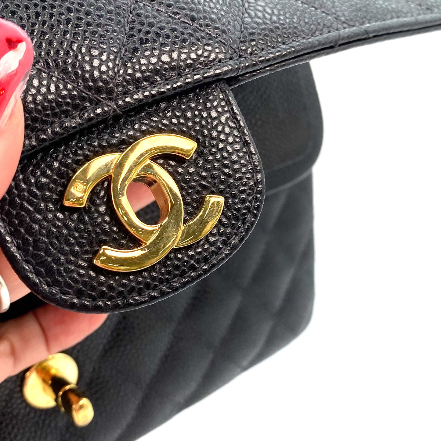 Erny, 9 Series Medium Classic Flap Black Caviar with seal and card