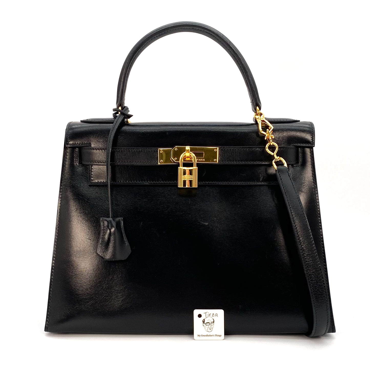 Tirza, 1985 Kelly 28 Sellier Black Boxcalf Gold Hardware with stamp 〇O
