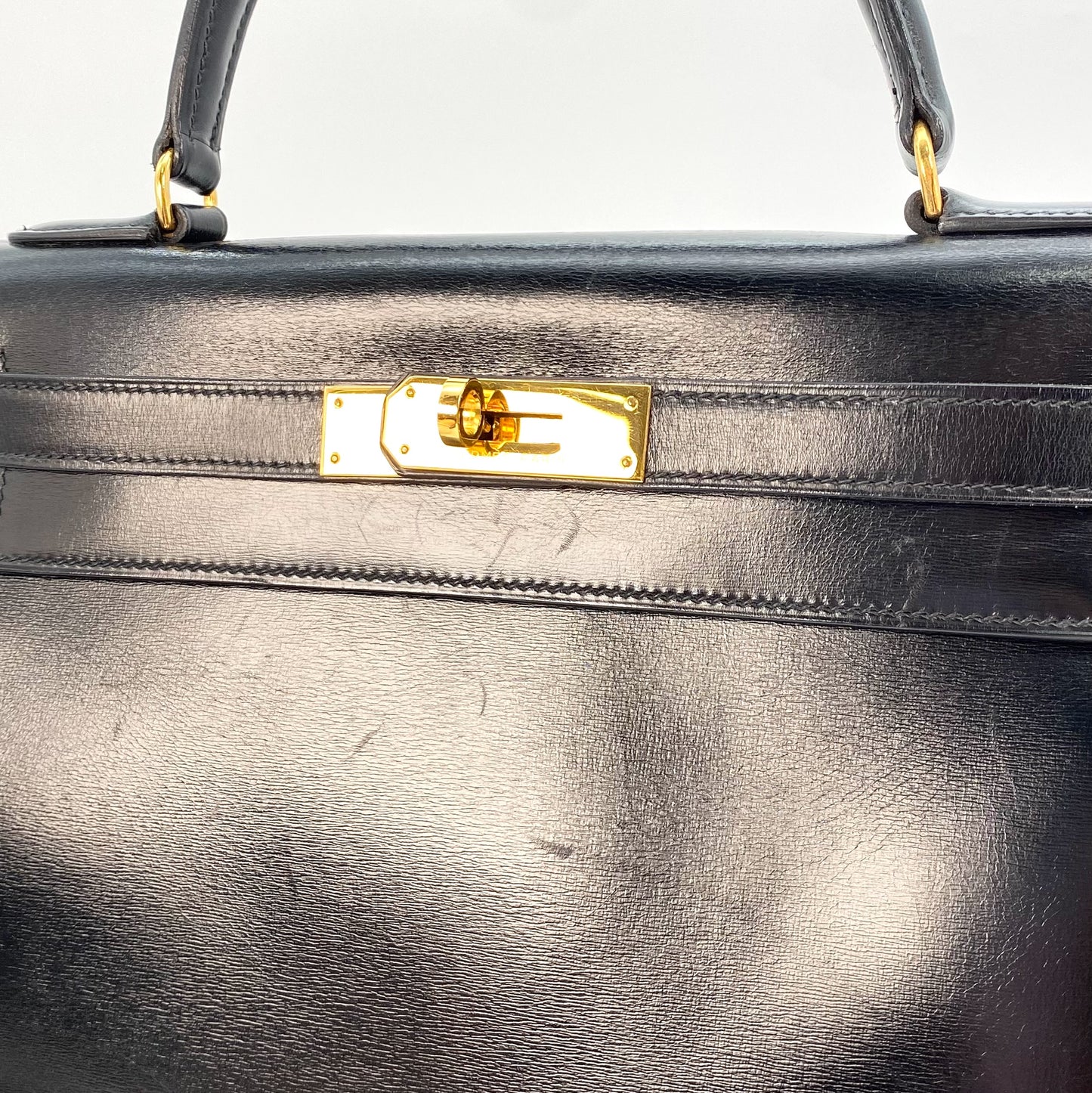 Tirza, 1985 Kelly 28 Sellier Black Boxcalf Gold Hardware with stamp 〇O