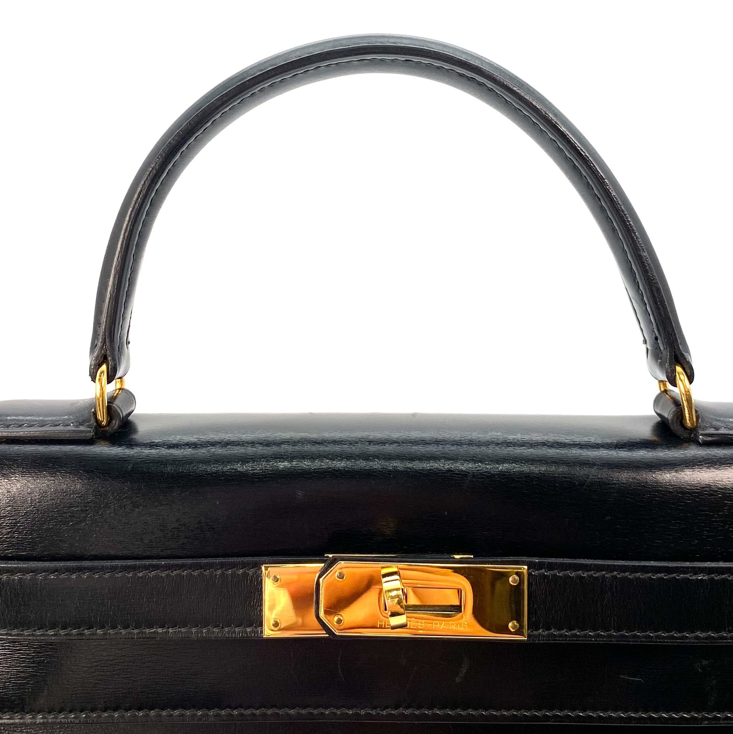 Tirza, 1985 Kelly 28 Sellier Black Boxcalf Gold Hardware with stamp 〇O