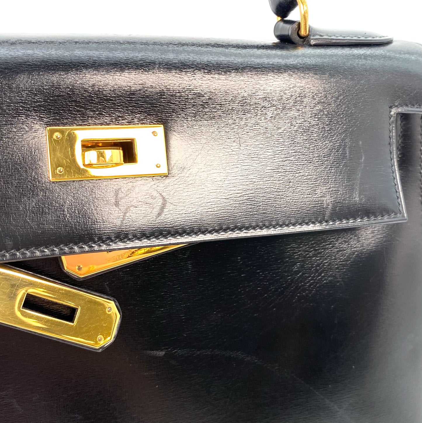 Tirza, 1985 Kelly 28 Sellier Black Boxcalf Gold Hardware with stamp 〇O