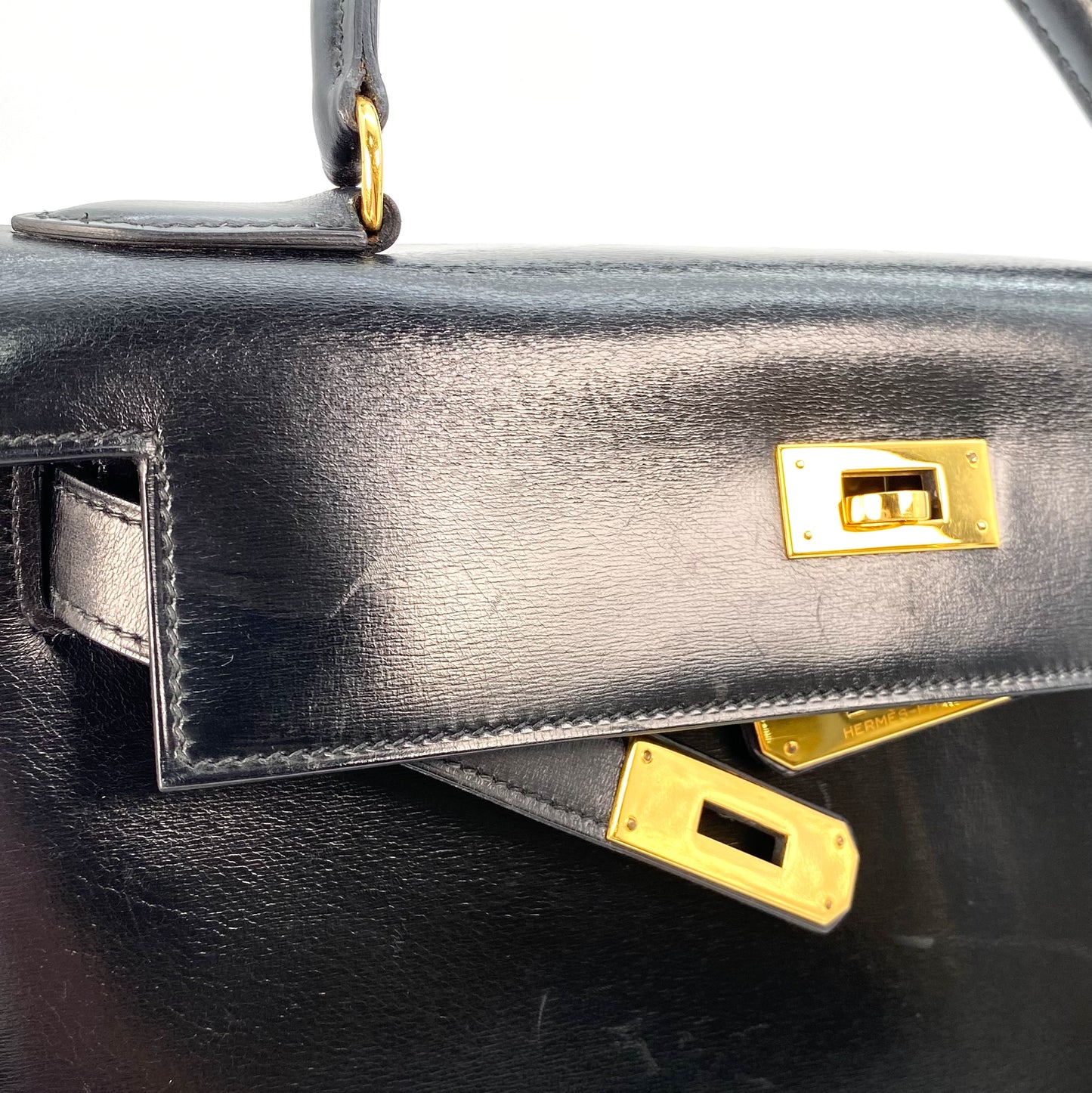Tirza, 1985 Kelly 28 Sellier Black Boxcalf Gold Hardware with stamp 〇O