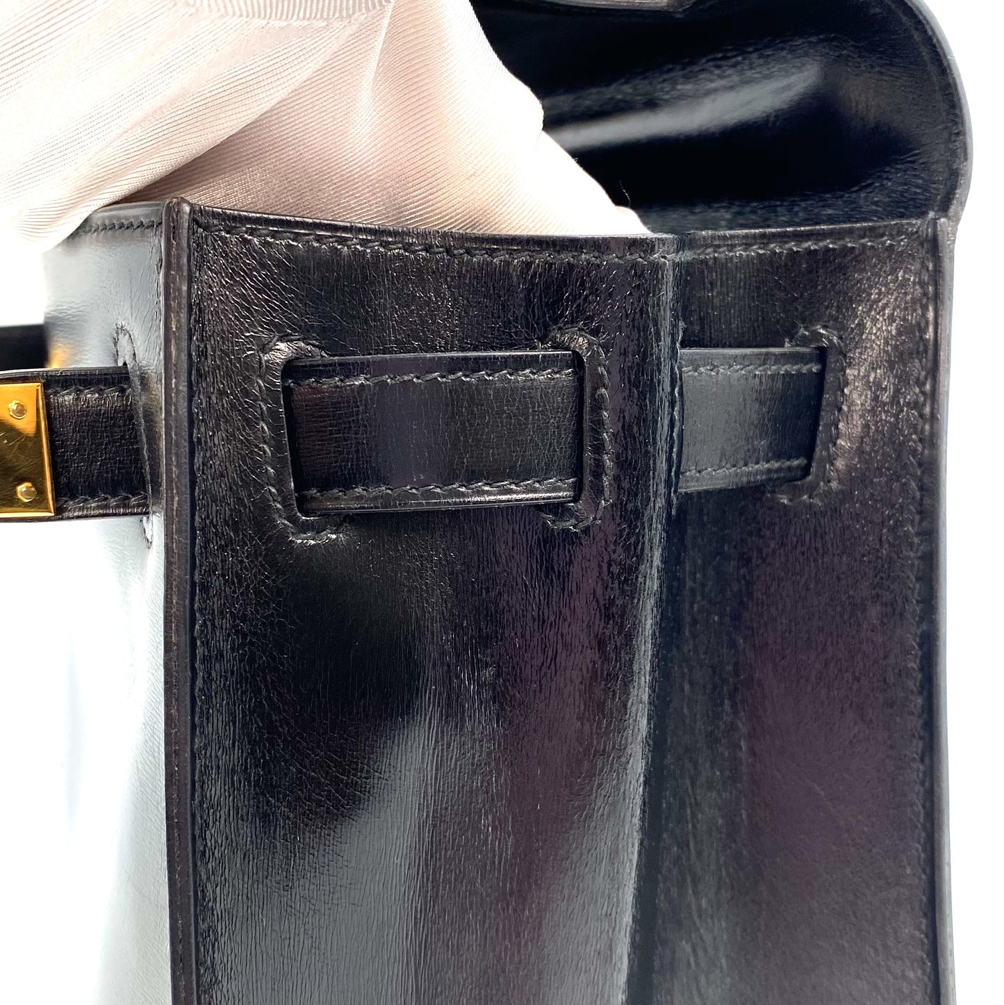 Tirza, 1985 Kelly 28 Sellier Black Boxcalf Gold Hardware with stamp 〇O