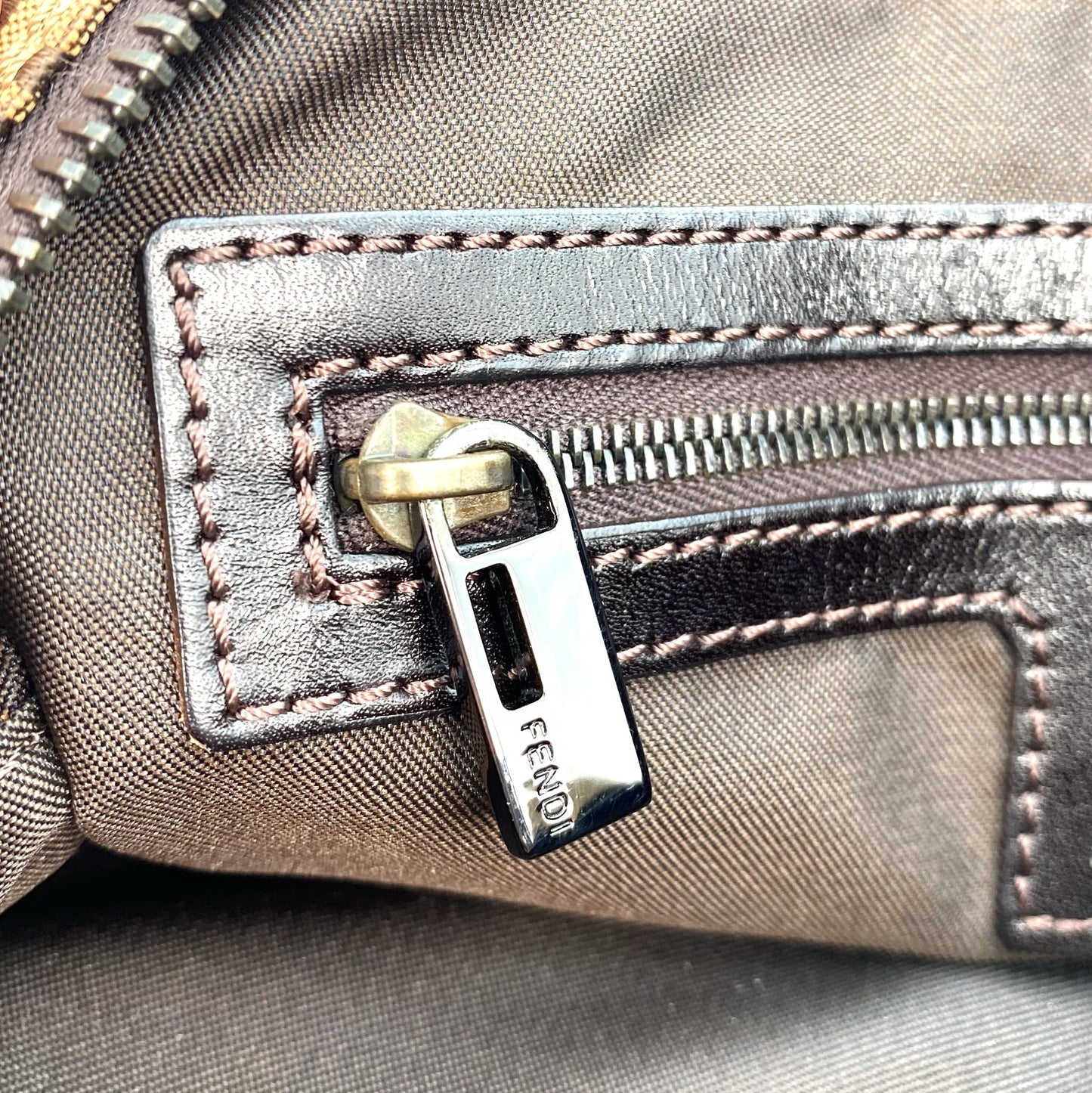 FENZUCH, Fendi Zucchino Beige and Brown Shoulder Bag