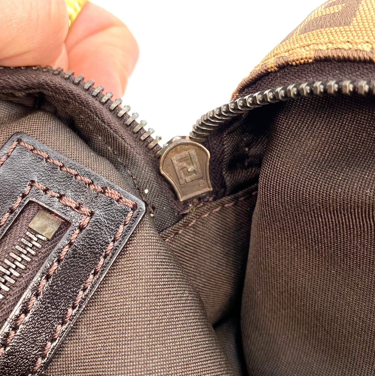 FENZUCH, Fendi Zucchino Beige and Brown Shoulder Bag