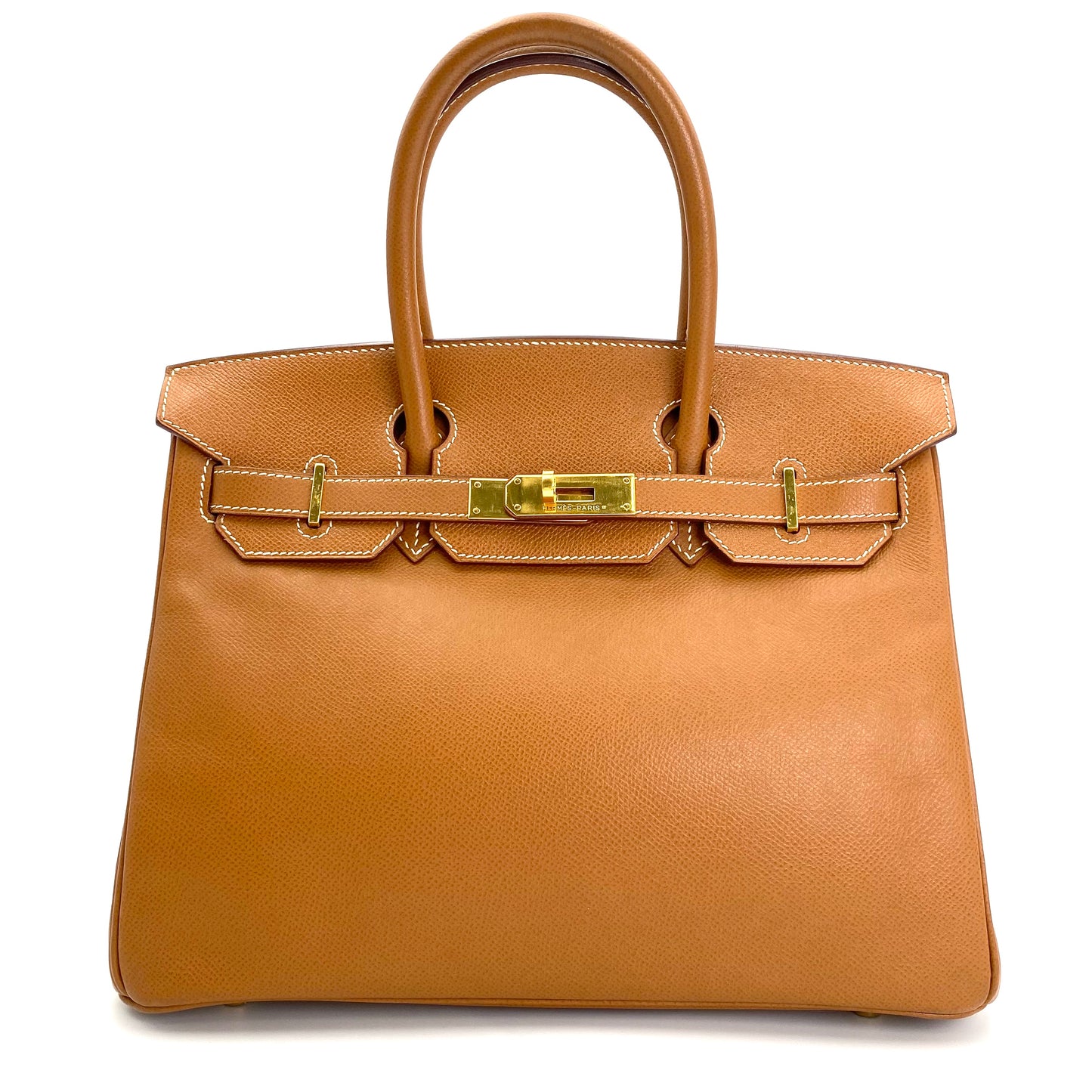 Martha, Vintage Authentic Hermes 🟥G 2003 birkin 30 gold courchevel leather with chain, clochette, and key