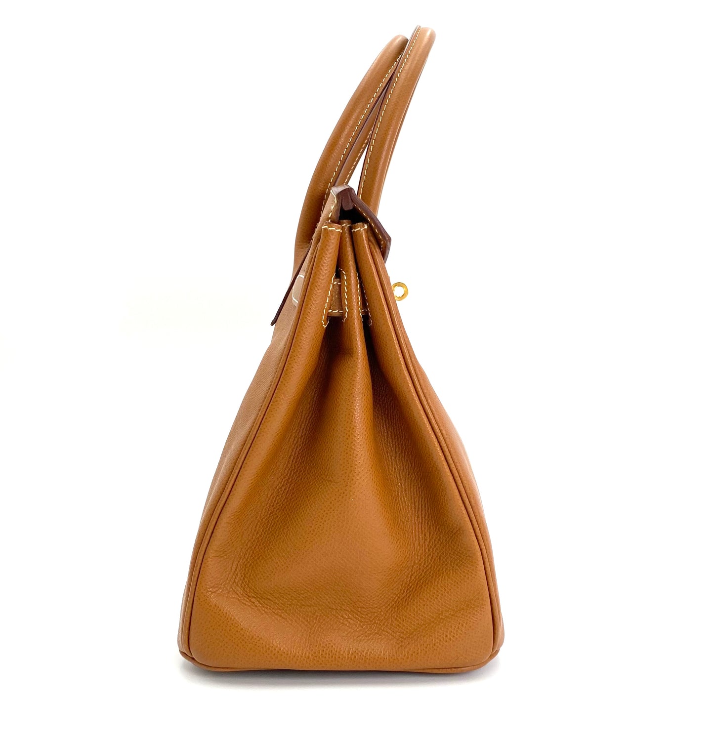 Martha, Vintage Authentic Hermes 🟥G 2003 birkin 30 gold courchevel leather with chain, clochette, and key