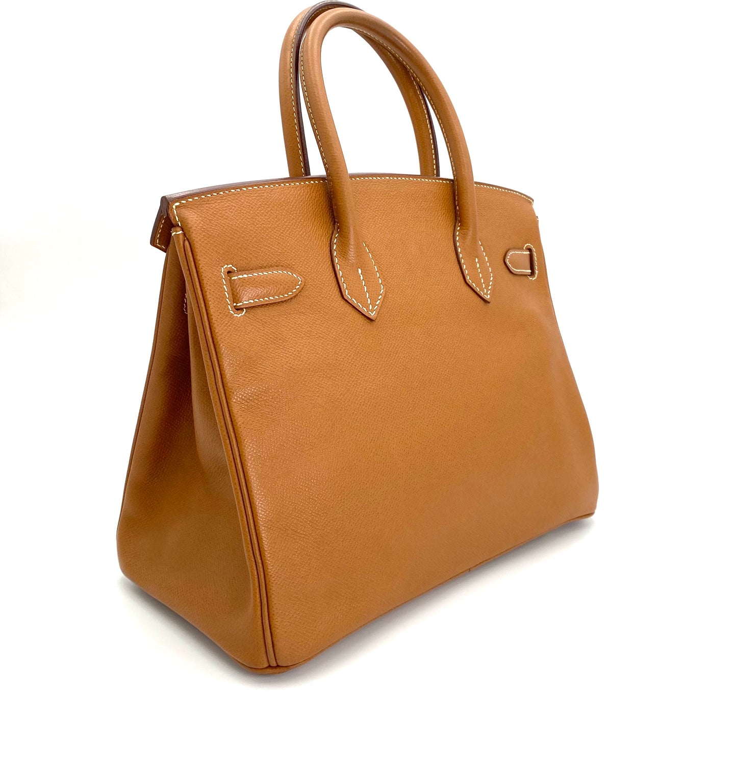 Martha, Vintage Authentic Hermes 🟥G 2003 birkin 30 gold courchevel leather with chain, clochette, and key