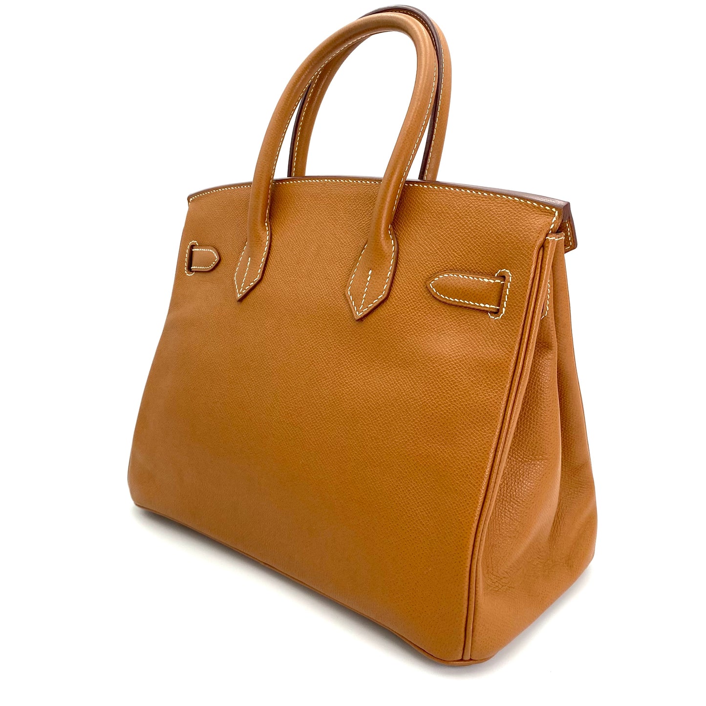 Martha, Vintage Authentic Hermes 🟥G 2003 birkin 30 gold courchevel leather with chain, clochette, and key