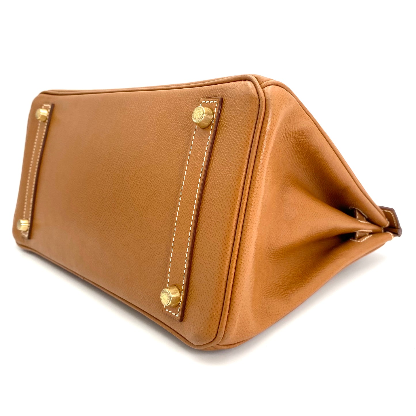 Martha, Vintage Authentic Hermes 🟥G 2003 birkin 30 gold courchevel leather with chain, clochette, and key