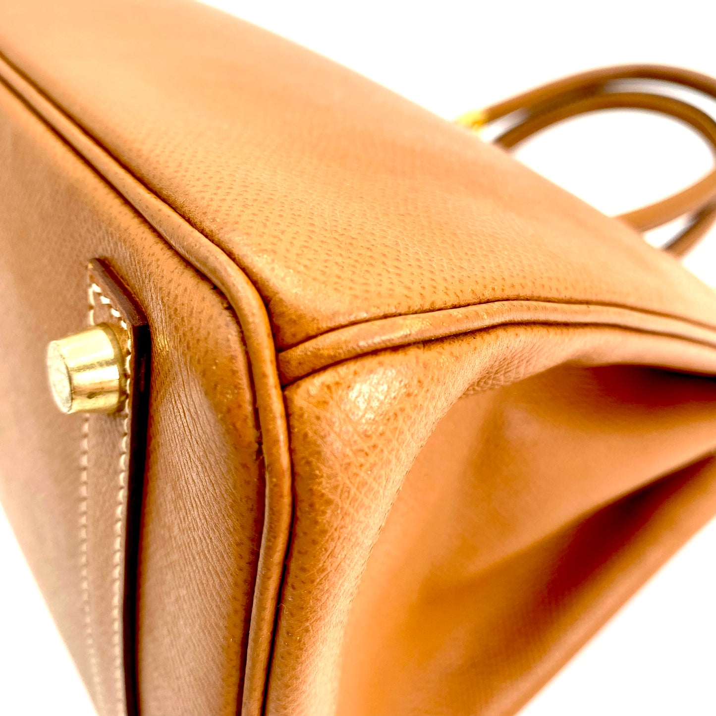 Martha, Vintage Authentic Hermes 🟥G 2003 birkin 30 gold courchevel leather with chain, clochette, and key