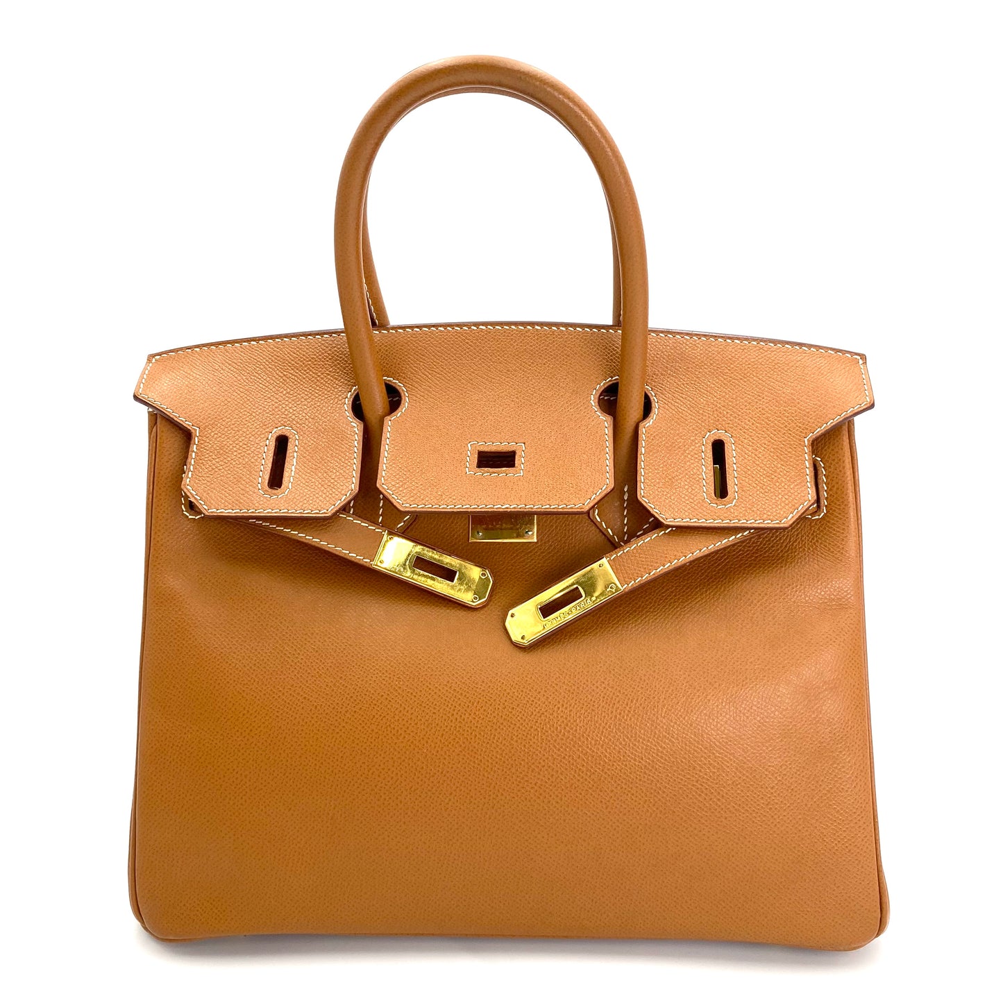 Martha, Vintage Authentic Hermes 🟥G 2003 birkin 30 gold courchevel leather with chain, clochette, and key
