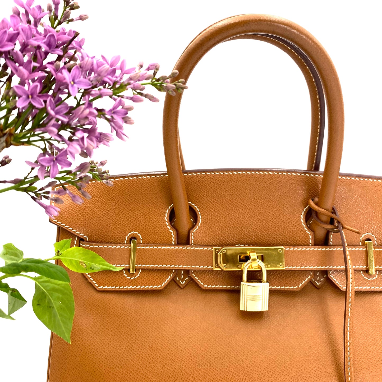 Martha, Vintage Authentic Hermes 🟥G 2003 birkin 30 gold courchevel leather with chain, clochette, and key