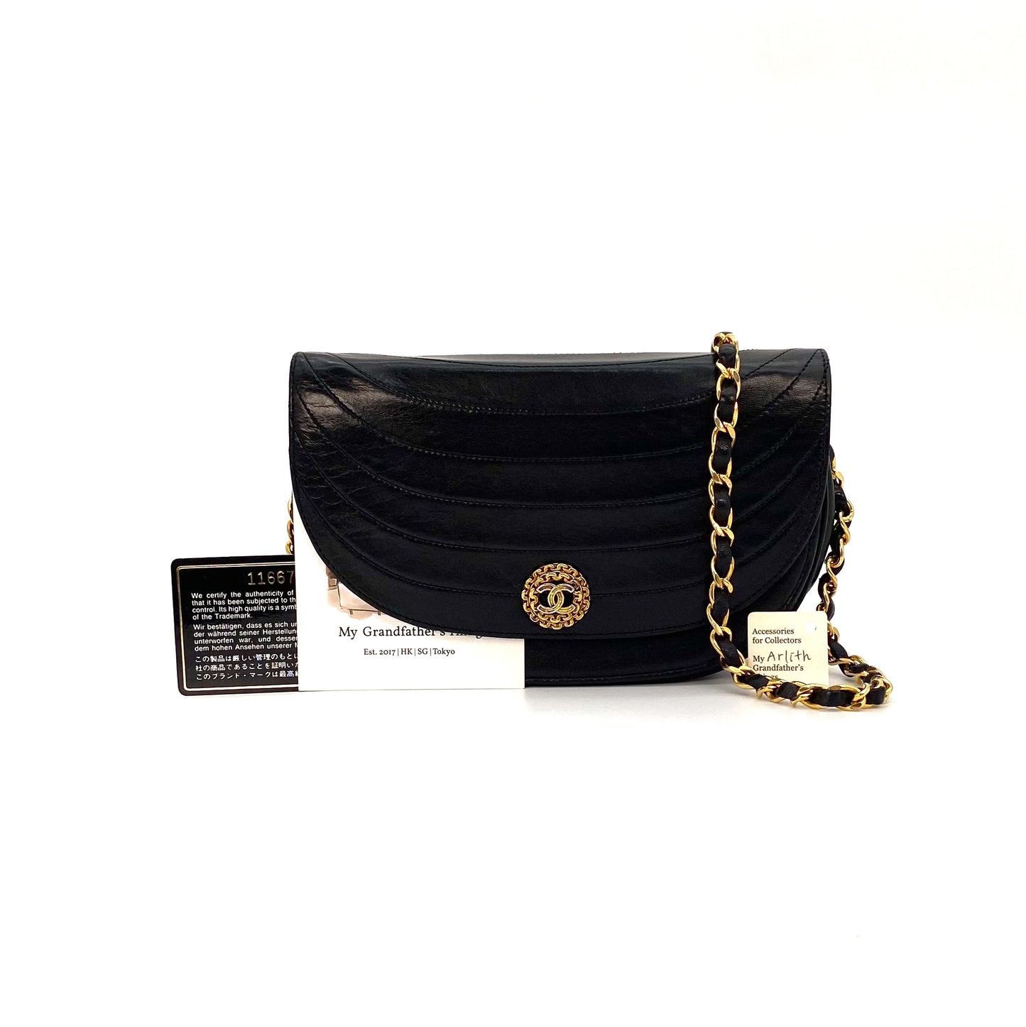Arlith, 1 Series Cocomark Wave Stitch Black Lambskin with seal and card