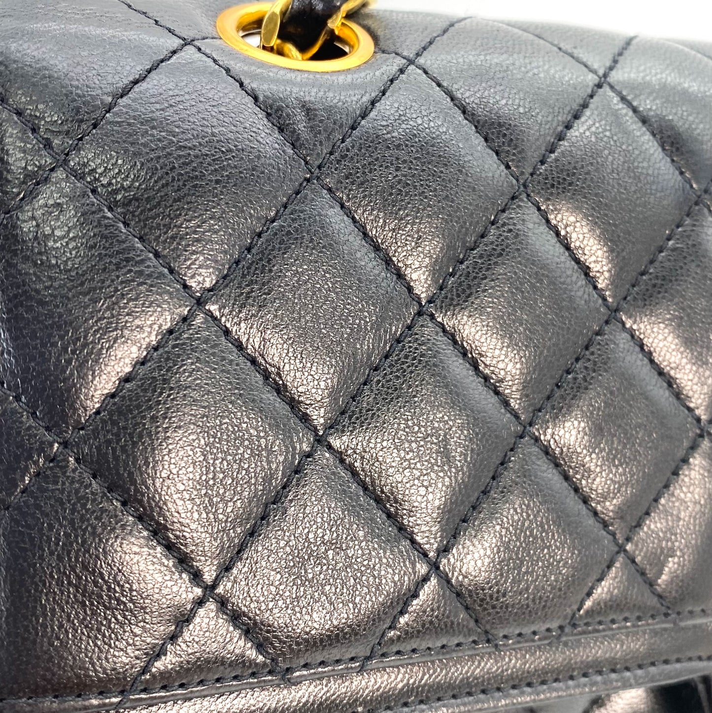 Leonor, 0 Series Seasonal Flap Black Lambskin Gold Hardware with seal and card